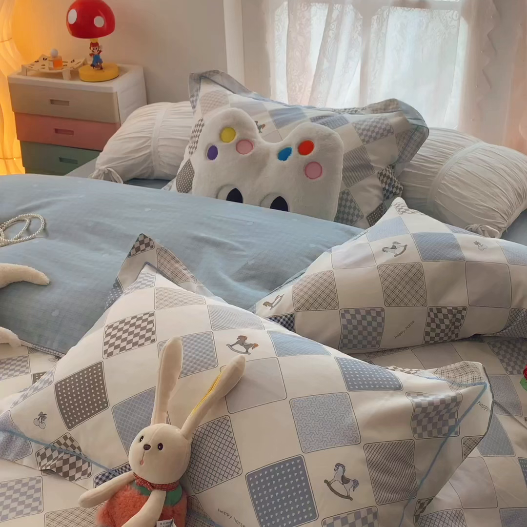 91家纺网 家纺一手货源 找家纺 奈萝家纺 2025新款全棉纯棉小清新印花四件套-第二波 青春马达