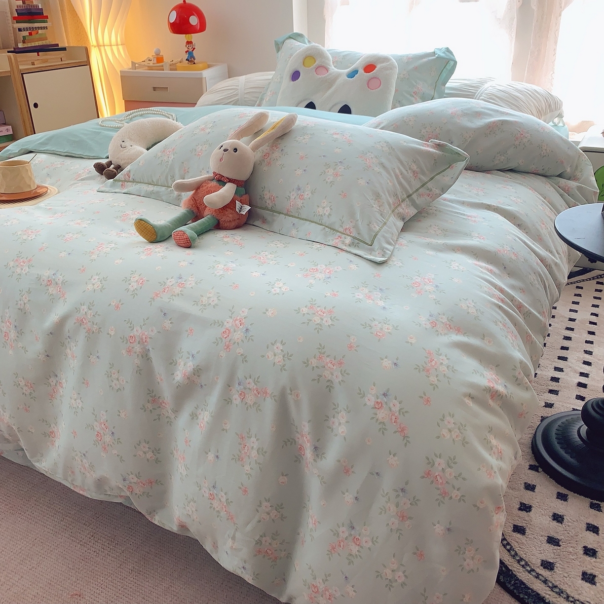 91家纺网 家纺一手货源 找家纺 奈萝家纺 2025新款全棉纯棉小清新印花四件套-第二波 柠夏