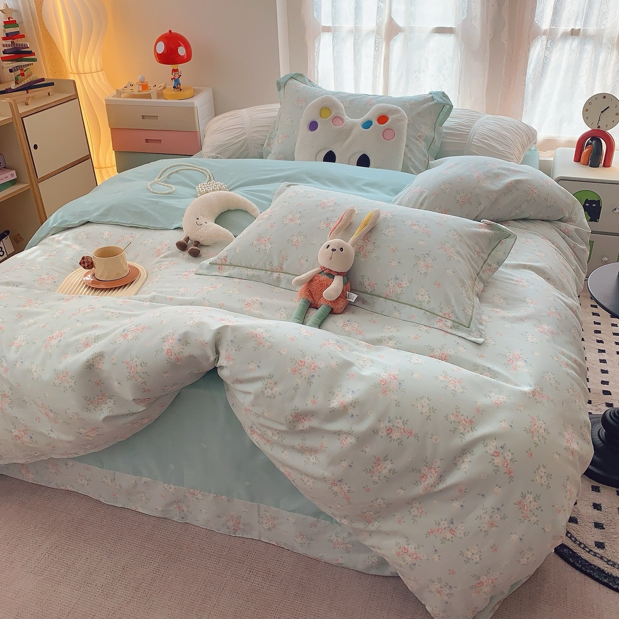 91家纺网 家纺一手货源 找家纺 奈萝家纺 2025新款全棉纯棉小清新印花四件套-第二波 柠夏