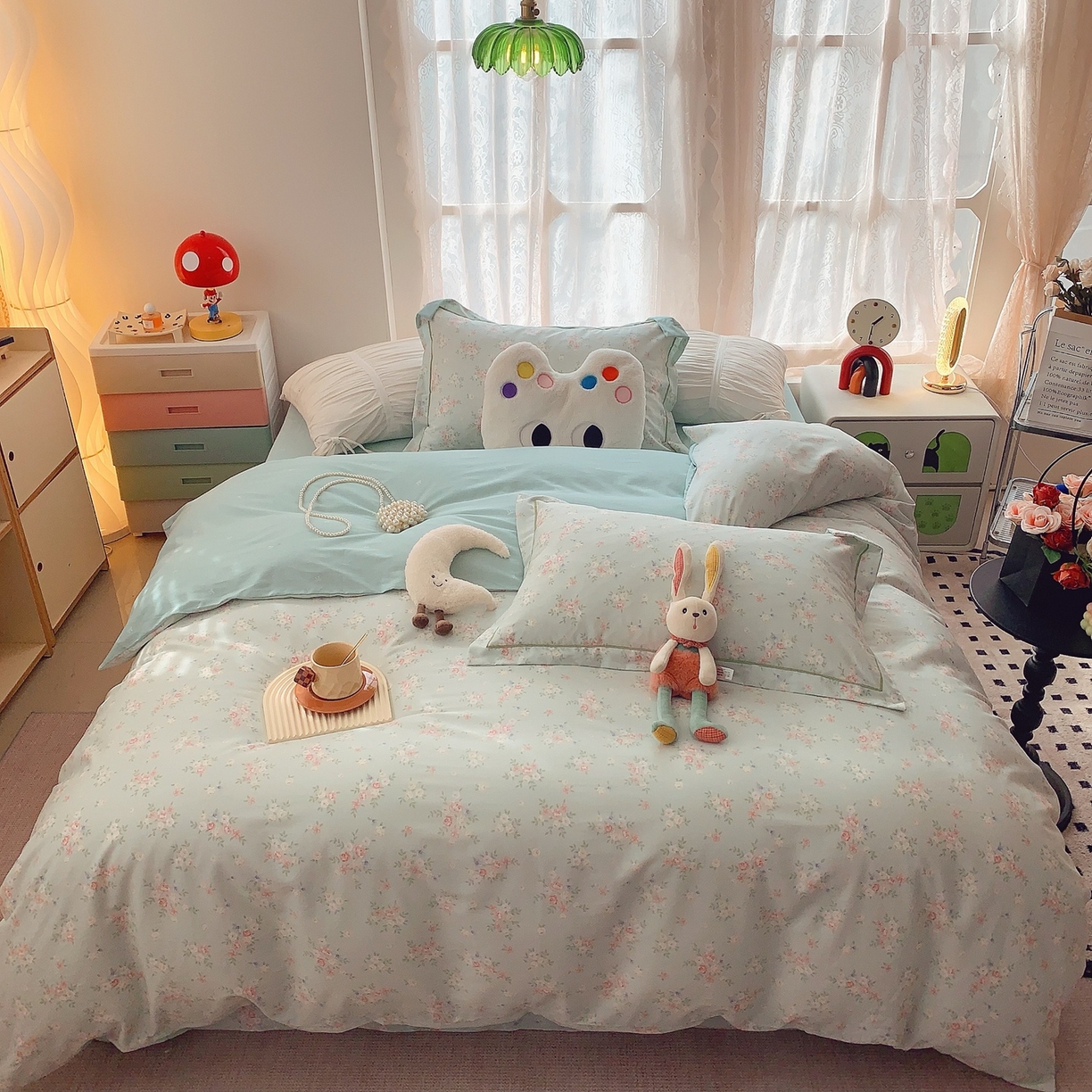 91家纺网 家纺一手货源 找家纺 奈萝家纺 2025新款全棉纯棉小清新印花四件套-第二波 柠夏