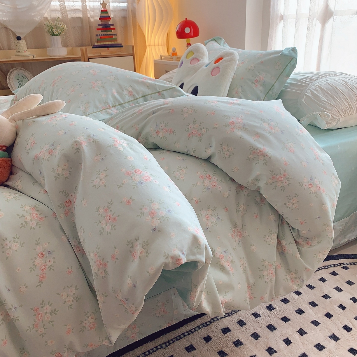 91家纺网 家纺一手货源 找家纺 奈萝家纺 2025新款全棉纯棉小清新印花四件套-第二波 柠夏