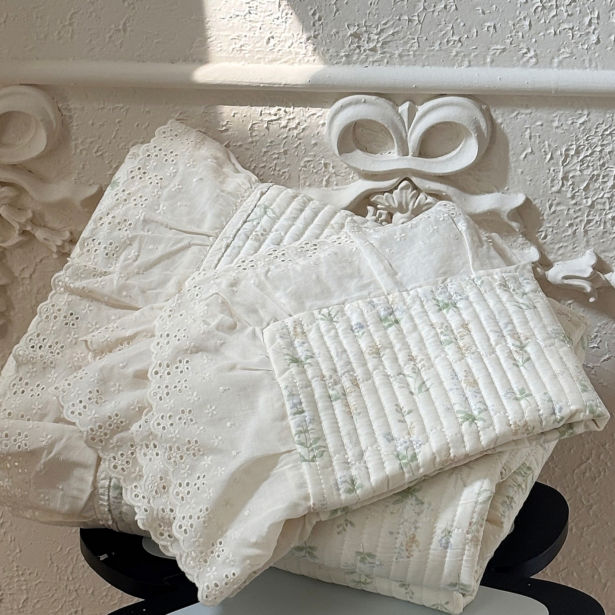 91家纺网 家纺一手货源 找家纺 满座家居 2026新款法式纯棉花边全棉床盖四件套小碎花田园风 青禾