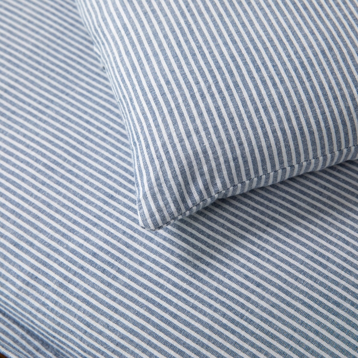 91家纺网 家纺一手货源 找家纺 仁宇枕业 2026新款全棉水洗棉二合一可拆分全棉荞麦壳组合牵引枕枕头枕芯 无印条纹风组合系列荞麦枕-蓝色