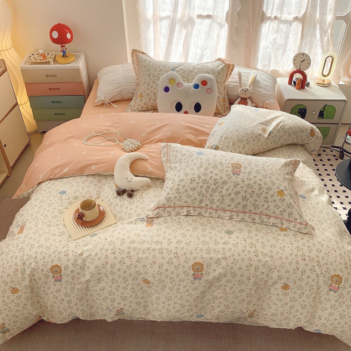 91家纺网 家纺一手货源 找家纺 奈萝家纺 2025新款全棉纯棉小清新印花四件套-第二波 可可甜心