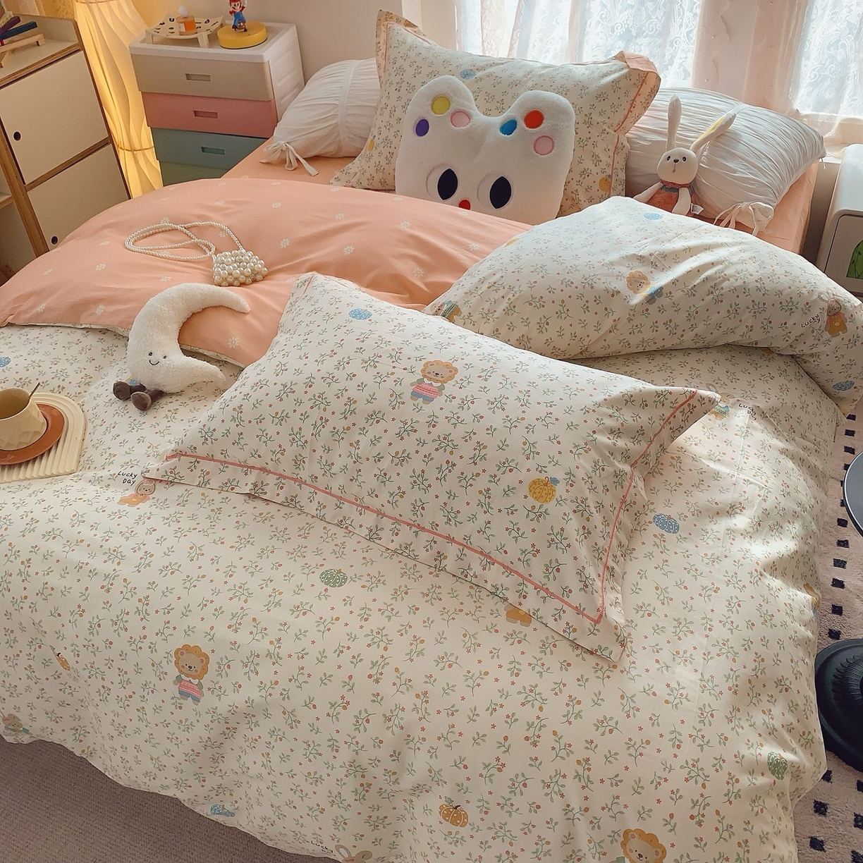 91家纺网 家纺一手货源 找家纺 奈萝家纺 2025新款全棉纯棉小清新印花四件套-第二波 可可甜心