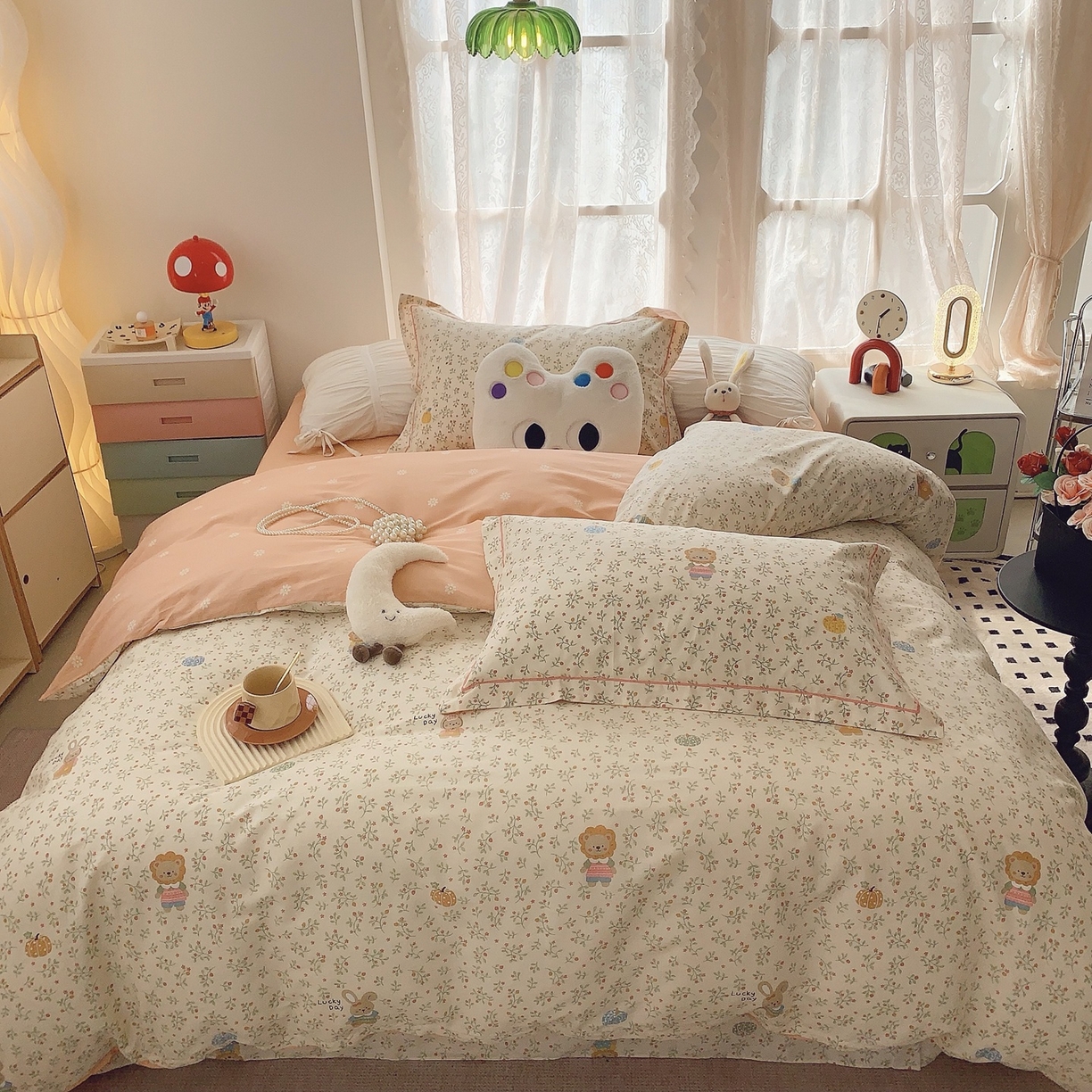 91家纺网 家纺一手货源 找家纺 奈萝家纺 2025新款全棉纯棉小清新印花四件套-第二波 可可甜心