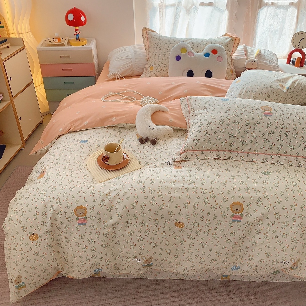 91家纺网 家纺一手货源 找家纺 奈萝家纺 2025新款全棉纯棉小清新印花四件套-第二波 可可甜心