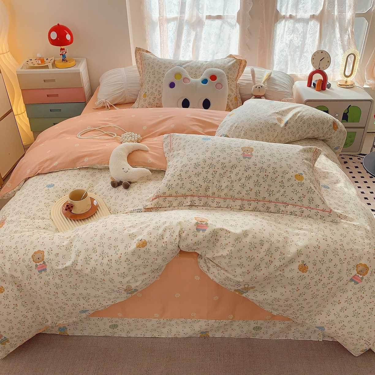 91家纺网 家纺一手货源 找家纺 奈萝家纺 2025新款全棉纯棉小清新印花四件套-第二波 可可甜心