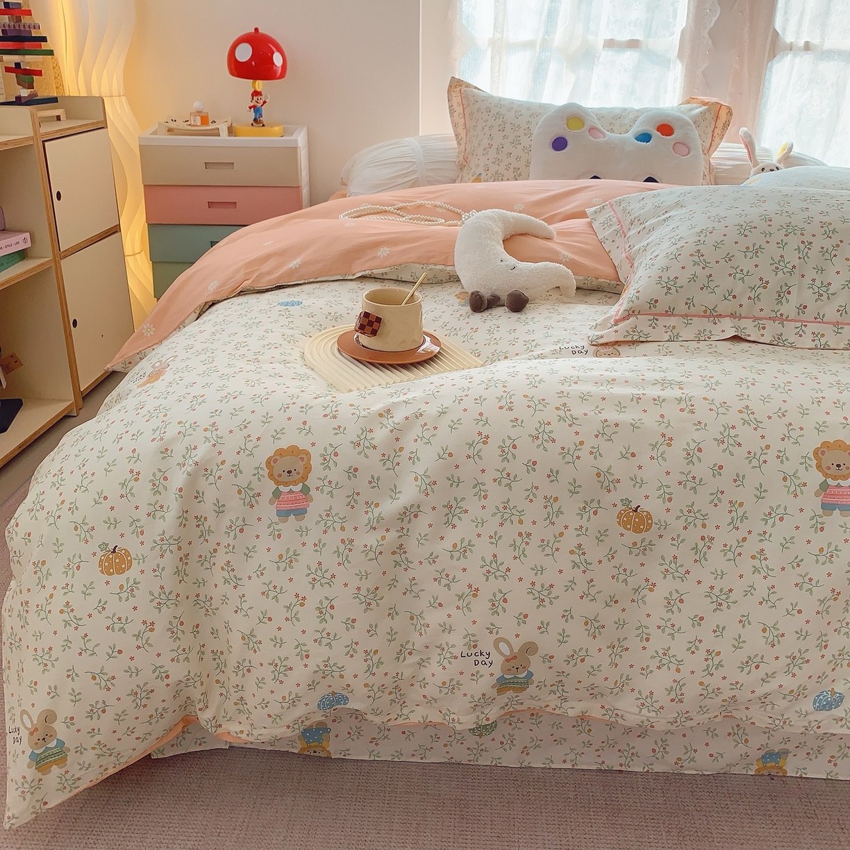 91家纺网 家纺一手货源 找家纺 奈萝家纺 2025新款全棉纯棉小清新印花四件套-第二波 可可甜心