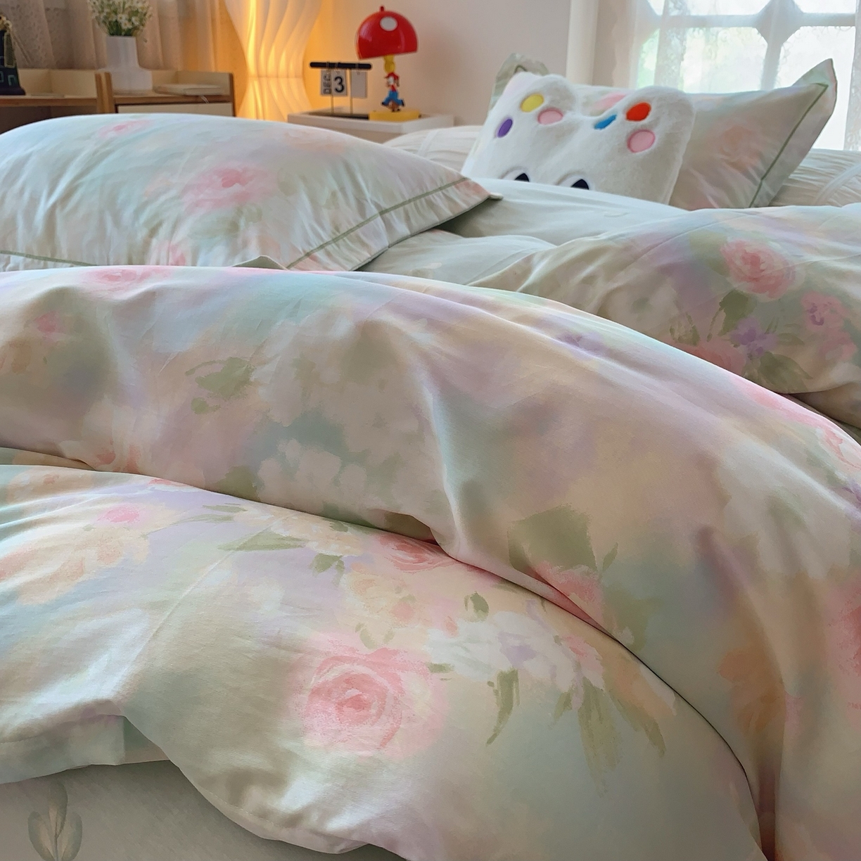 91家纺网 家纺一手货源 找家纺 奈萝家纺 2025新款全棉纯棉小清新印花四件套-第二波 花影