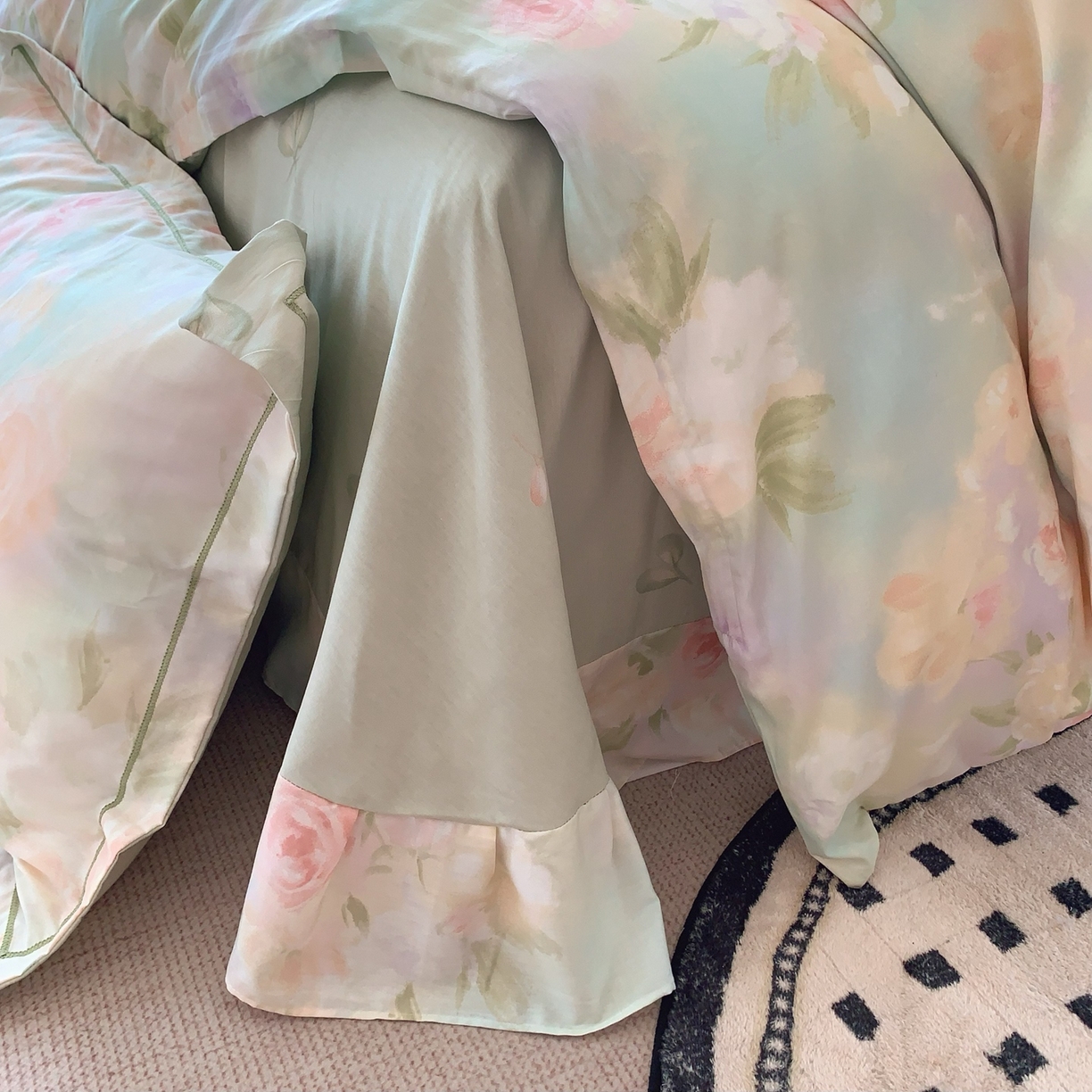 91家纺网 家纺一手货源 找家纺 奈萝家纺 2025新款全棉纯棉小清新印花四件套-第二波 花影