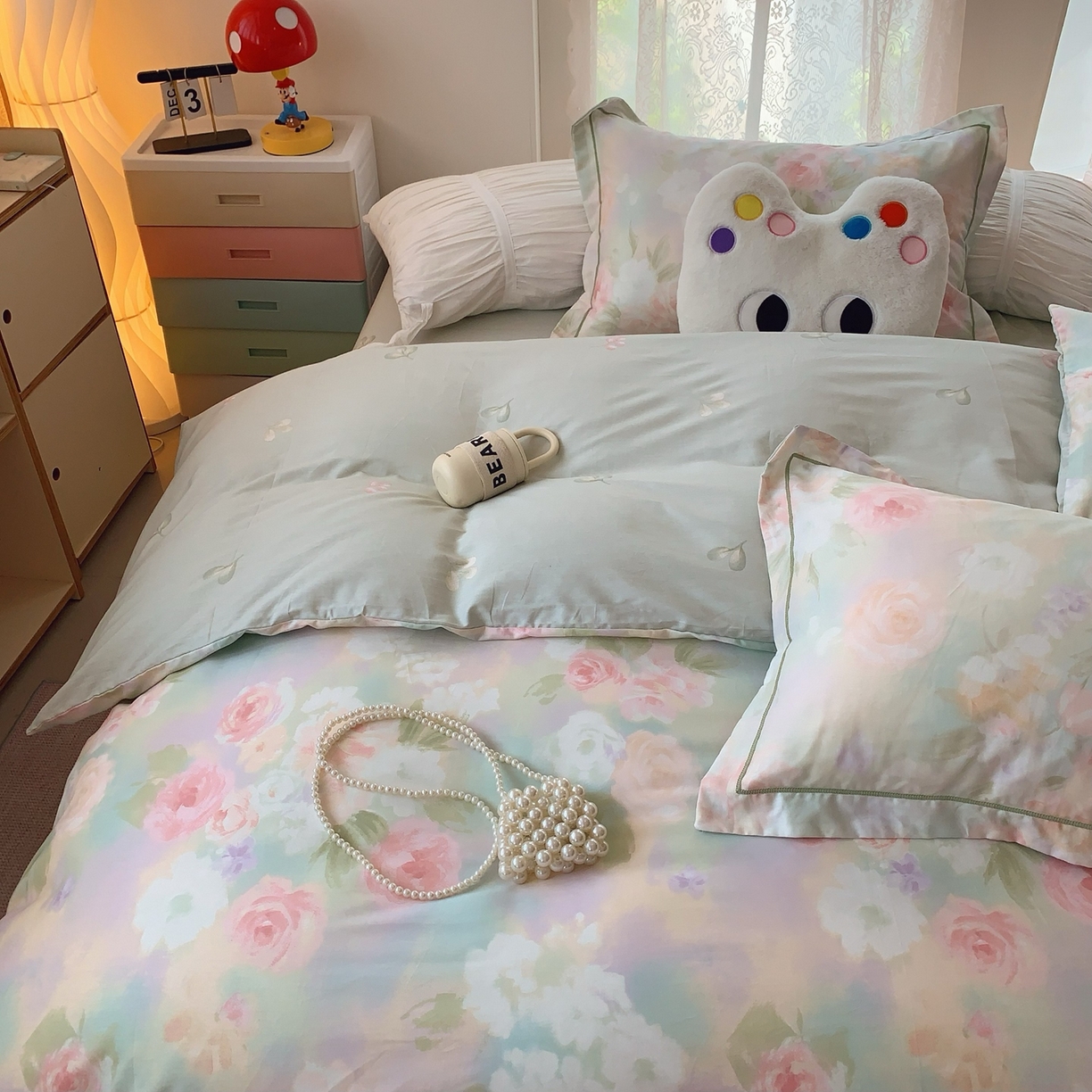 91家纺网 家纺一手货源 找家纺 奈萝家纺 2025新款全棉纯棉小清新印花四件套-第二波 花影