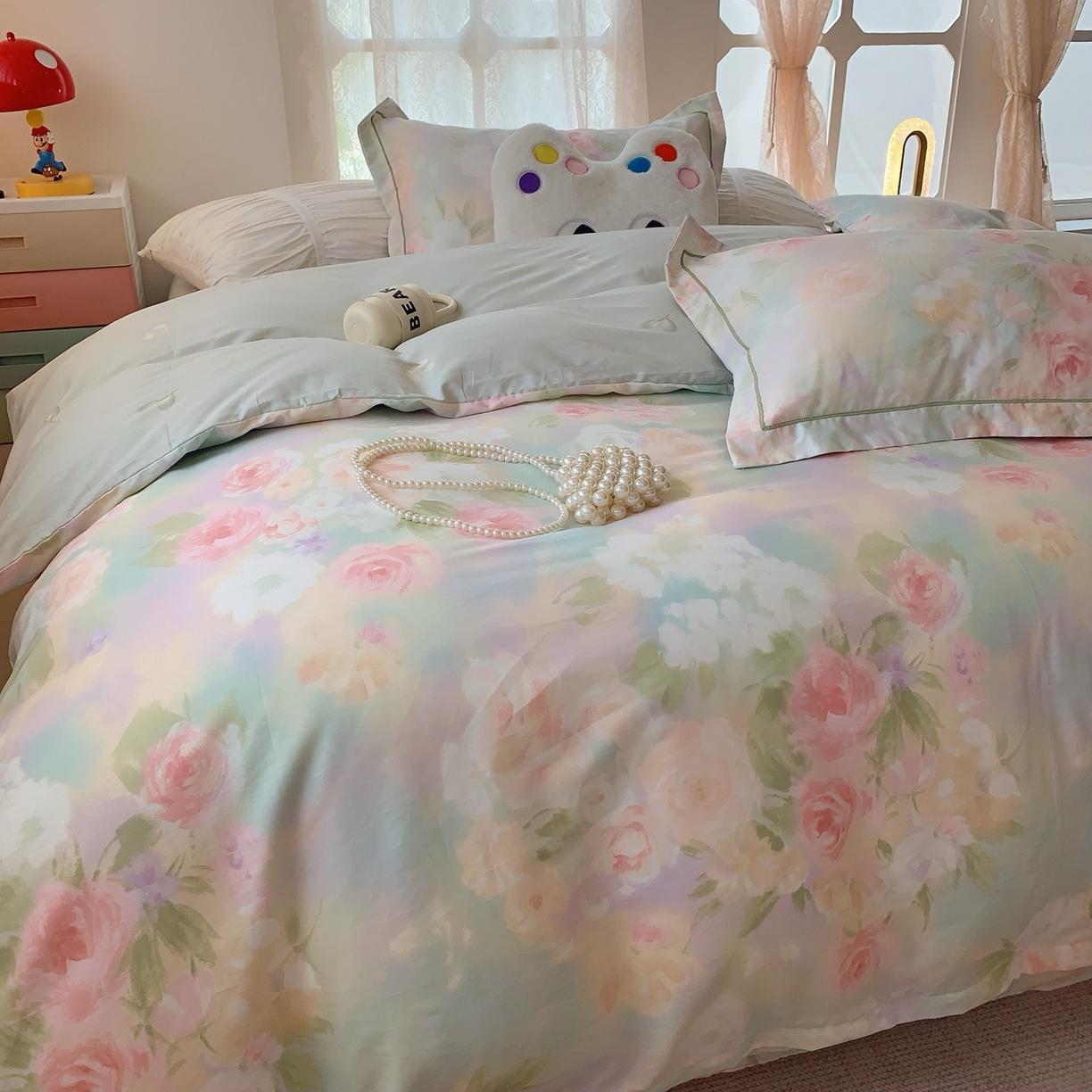 91家纺网 家纺一手货源 找家纺 奈萝家纺 2025新款全棉纯棉小清新印花四件套-第二波 花影