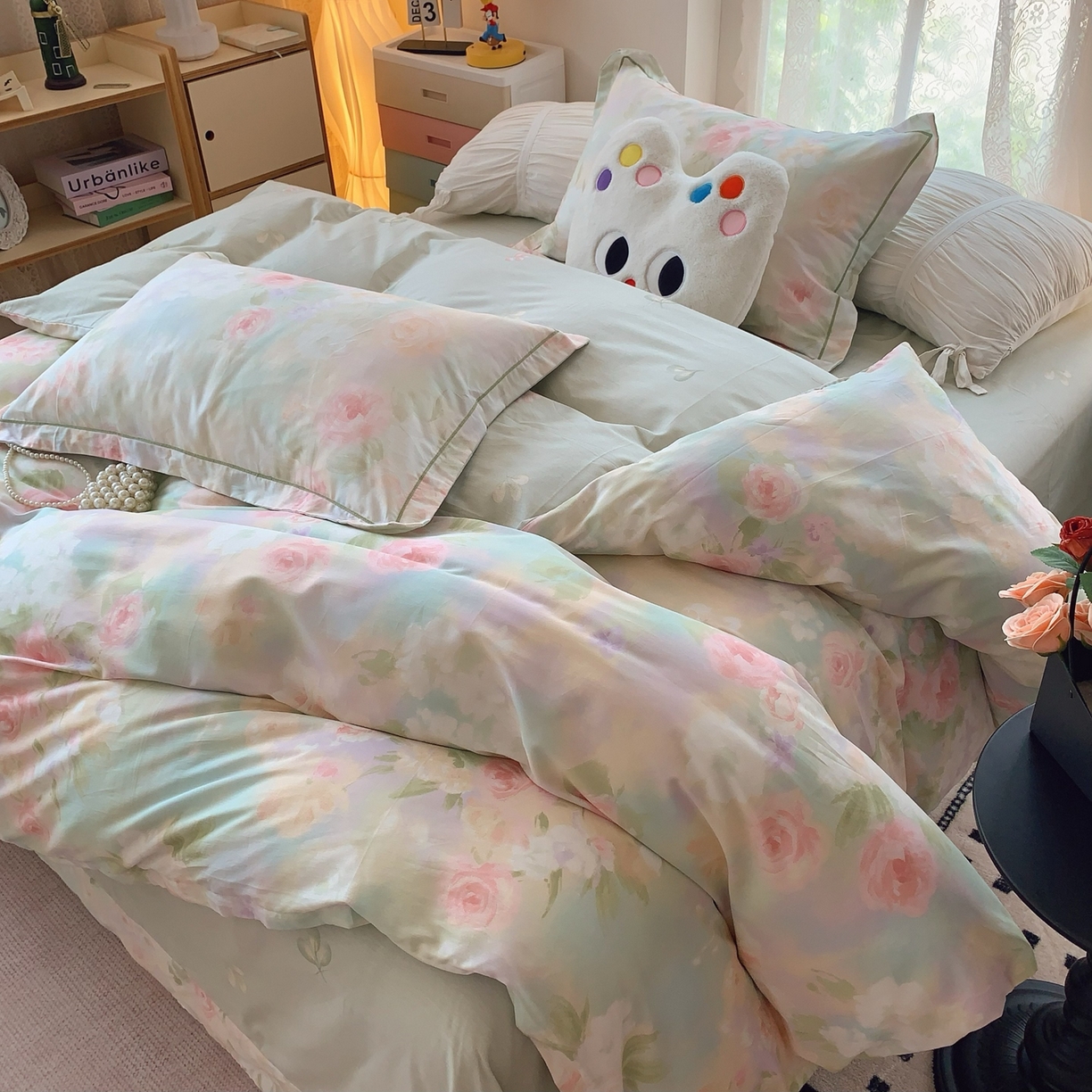 91家纺网 家纺一手货源 找家纺 奈萝家纺 2025新款全棉纯棉小清新印花四件套-第二波 花影