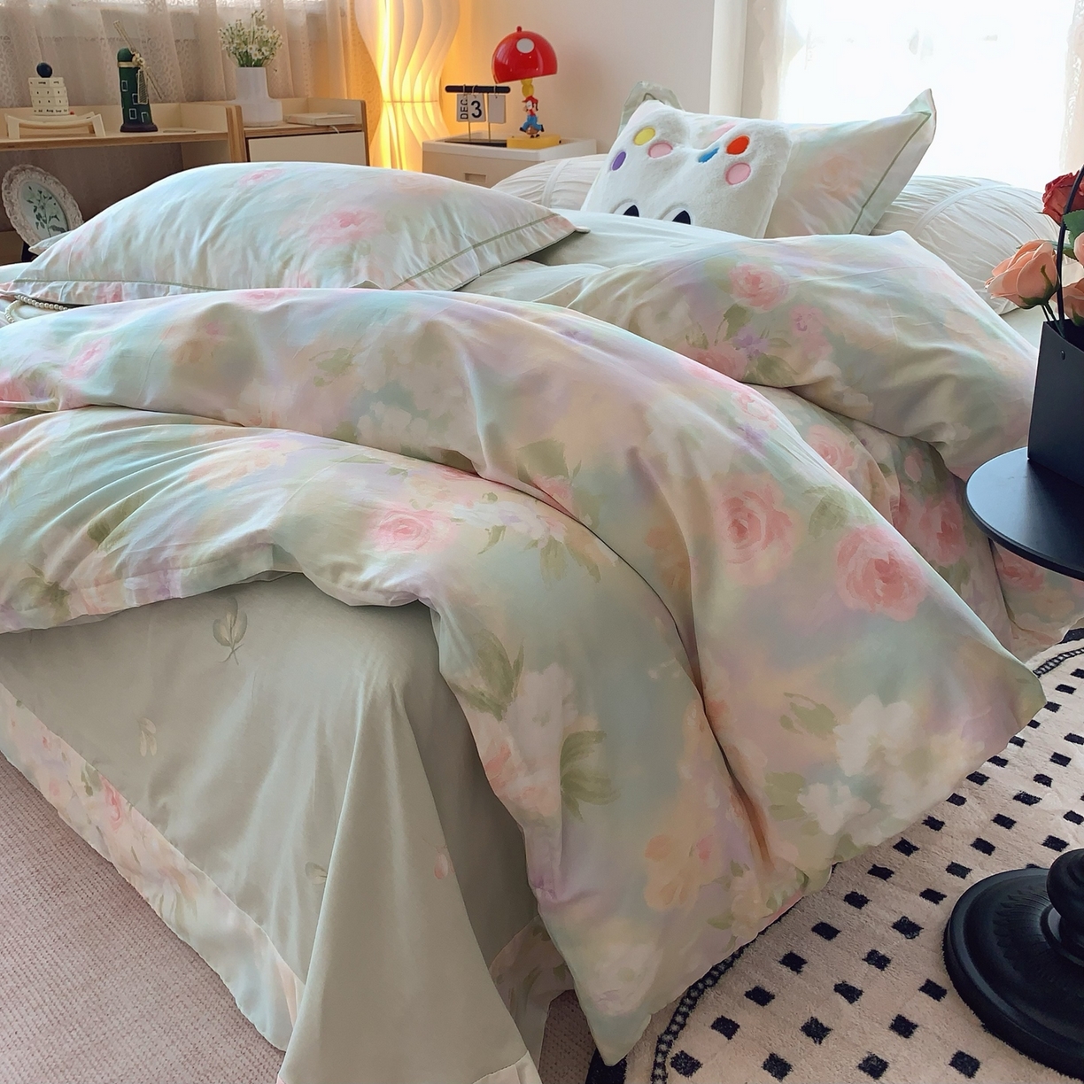 91家纺网 家纺一手货源 找家纺 奈萝家纺 2025新款全棉纯棉小清新印花四件套-第二波 花影