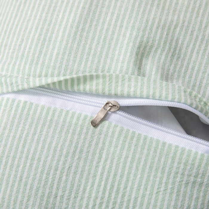 91家纺网 家纺一手货源 找家纺 仁宇枕业 2026新款全棉水洗棉二合一可拆分全棉荞麦壳组合牵引枕枕头枕芯 无印条纹风组合系列荞麦枕-绿色