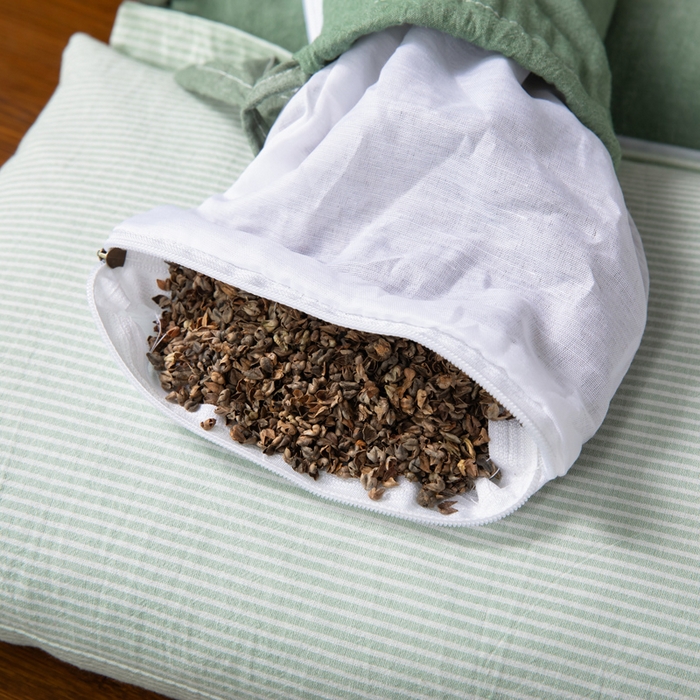 91家纺网 家纺一手货源 找家纺 仁宇枕业 2026新款全棉水洗棉二合一可拆分全棉荞麦壳组合牵引枕枕头枕芯 无印条纹风组合系列荞麦枕-绿色