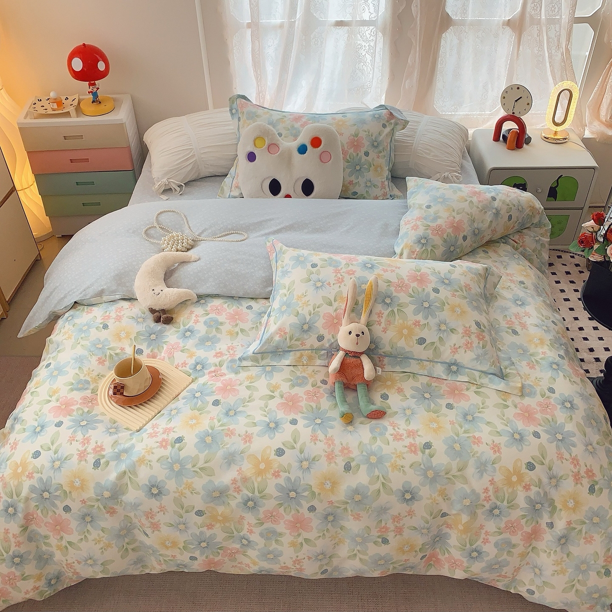 91家纺网 家纺一手货源 找家纺 奈萝家纺 2025新款全棉纯棉小清新印花四件套-第二波 春田花花