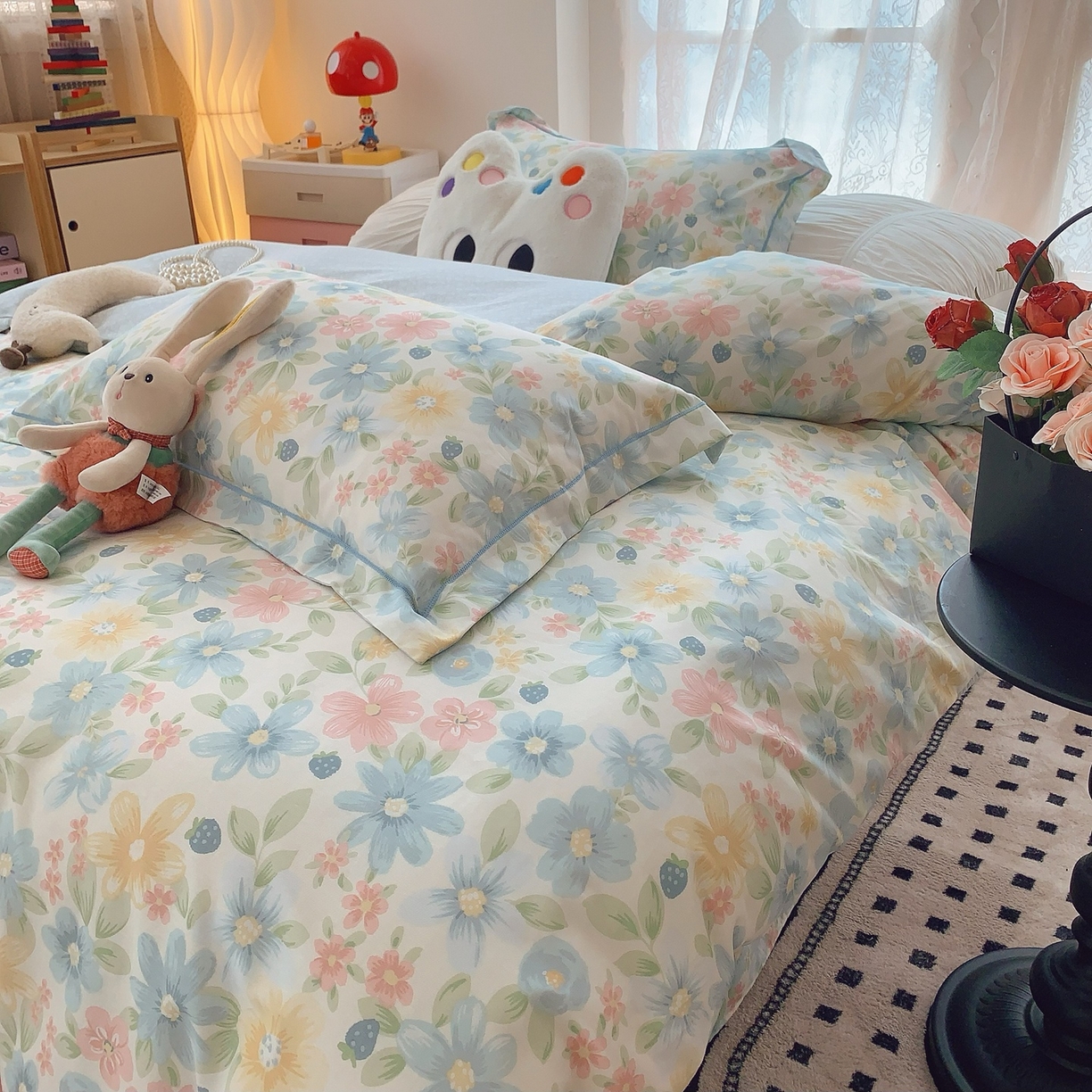 91家纺网 家纺一手货源 找家纺 奈萝家纺 2025新款全棉纯棉小清新印花四件套-第二波 春田花花