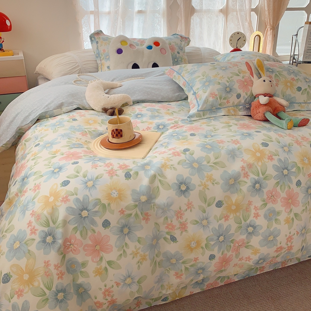 91家纺网 家纺一手货源 找家纺 奈萝家纺 2025新款全棉纯棉小清新印花四件套-第二波 春田花花