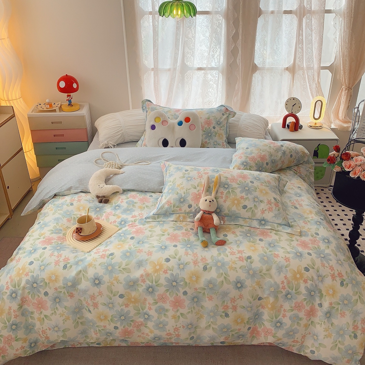 91家纺网 家纺一手货源 找家纺 奈萝家纺 2025新款全棉纯棉小清新印花四件套-第二波 春田花花