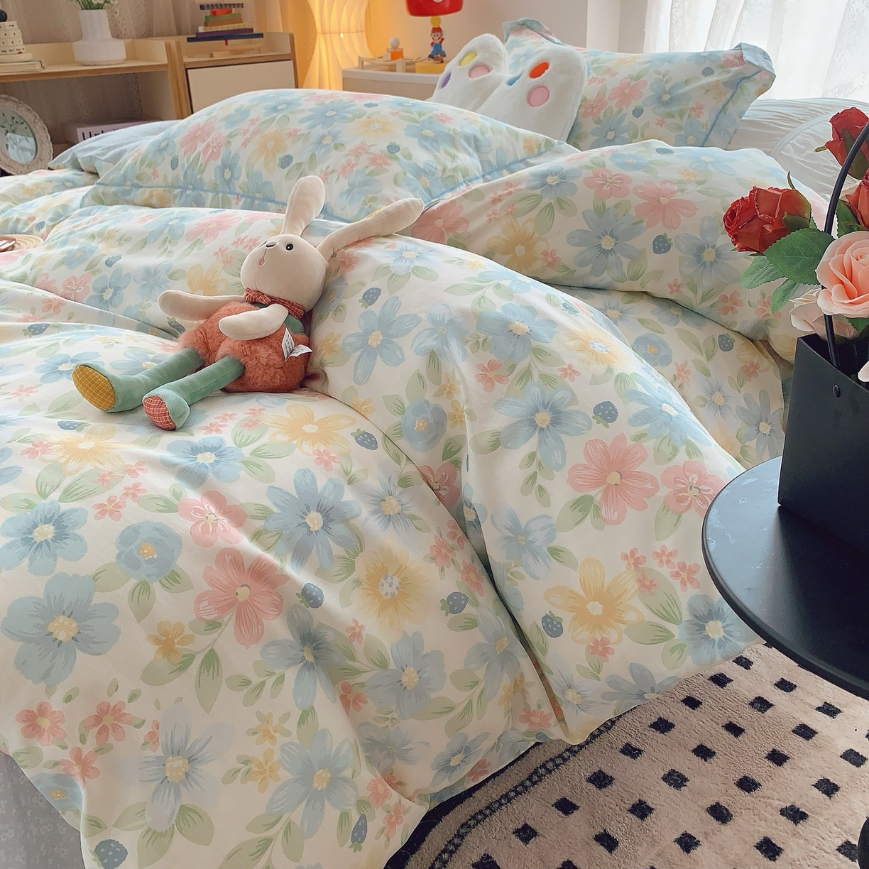 91家纺网 家纺一手货源 找家纺 奈萝家纺 2025新款全棉纯棉小清新印花四件套-第二波 春田花花