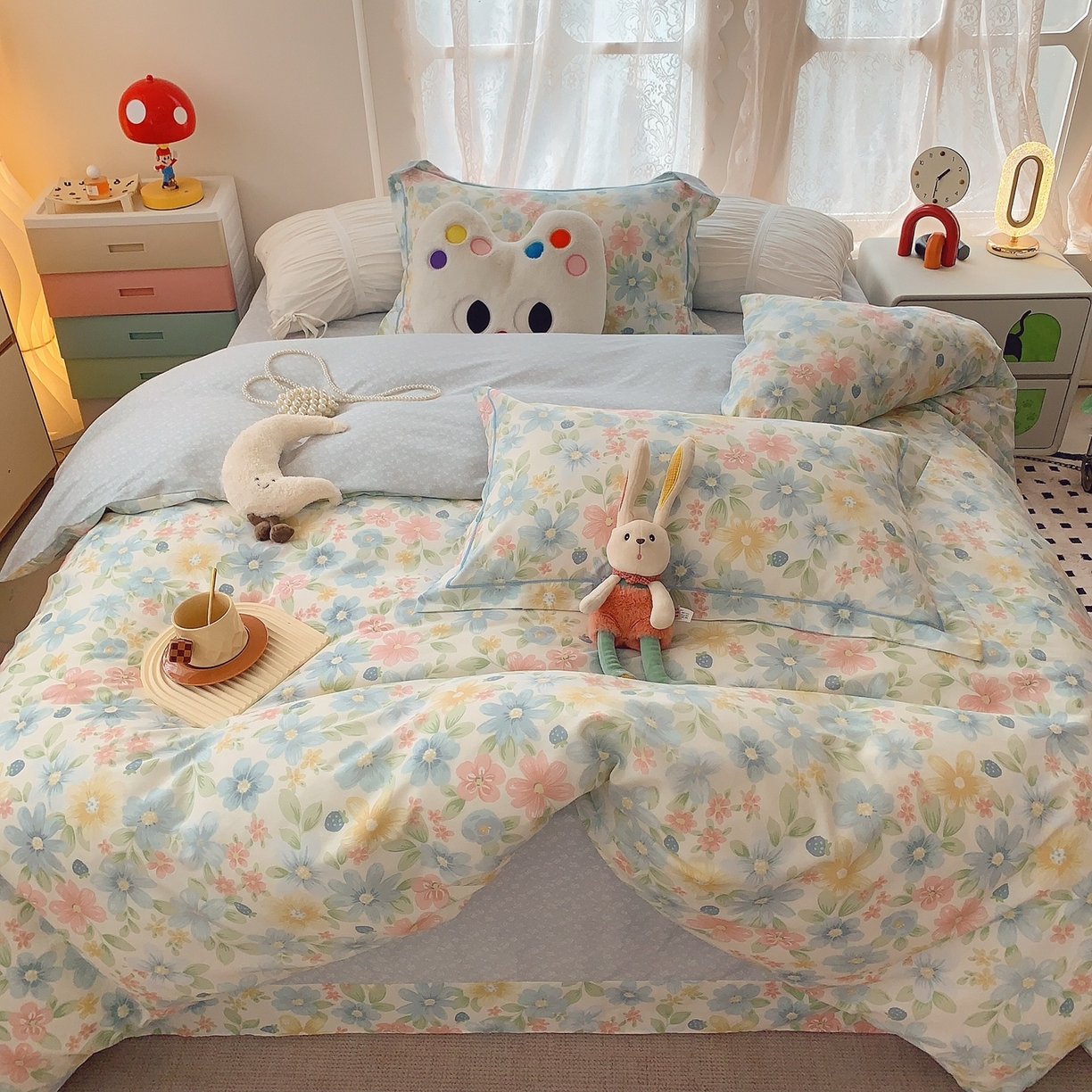 91家纺网 家纺一手货源 找家纺 奈萝家纺 2025新款全棉纯棉小清新印花四件套-第二波 春田花花