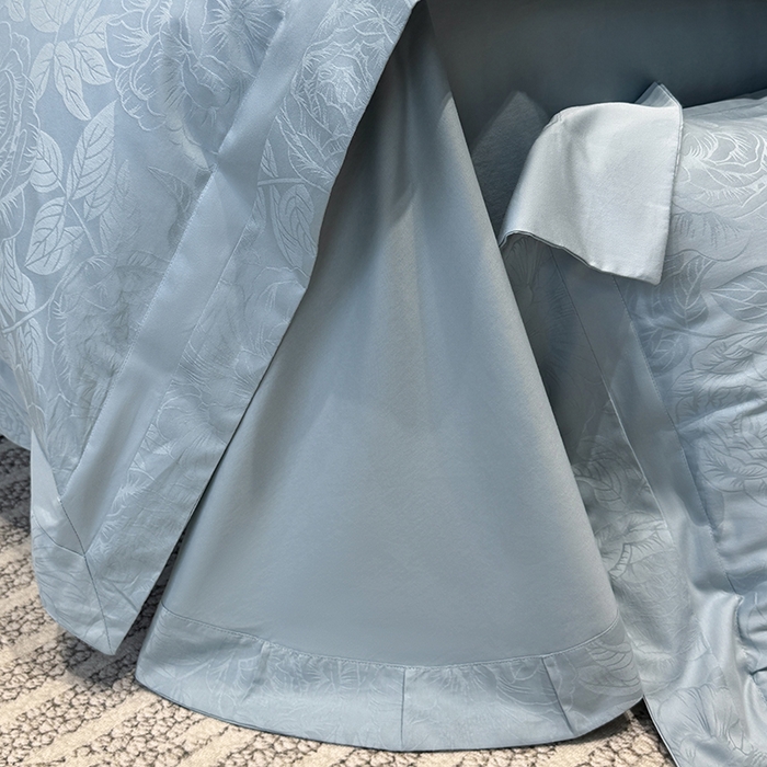 91家纺网 家纺一手货源 找家纺 60支花开富贵长绒棉丝光全棉提花四件套 花开富贵-温馨蓝