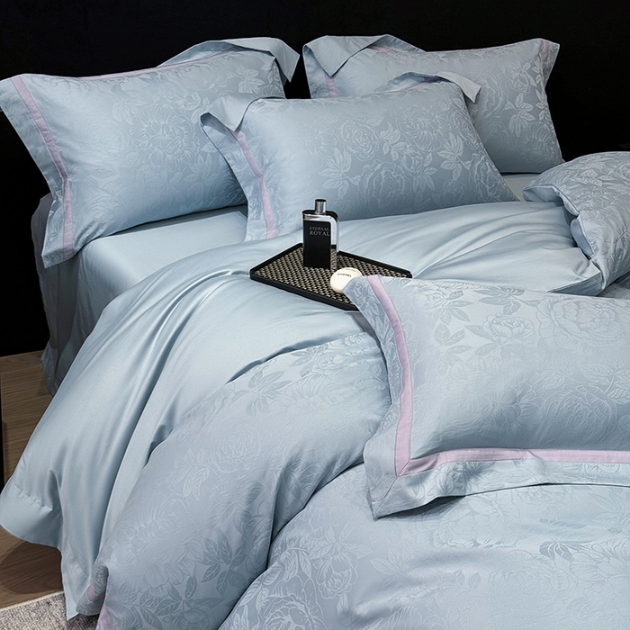 91家纺网 家纺一手货源 找家纺 60支花开富贵长绒棉丝光全棉提花四件套 花开富贵-温馨撞色