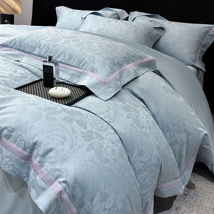 91家纺网 家纺一手货源 找家纺 60支花开富贵长绒棉丝光全棉提花四件套 花开富贵-温馨撞色