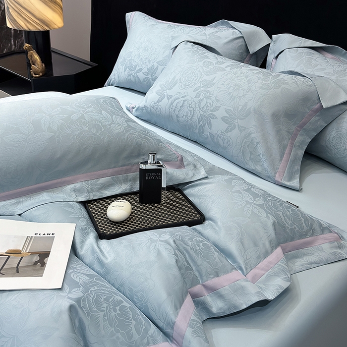 91家纺网 家纺一手货源 找家纺 60支花开富贵长绒棉丝光全棉提花四件套 花开富贵-温馨撞色