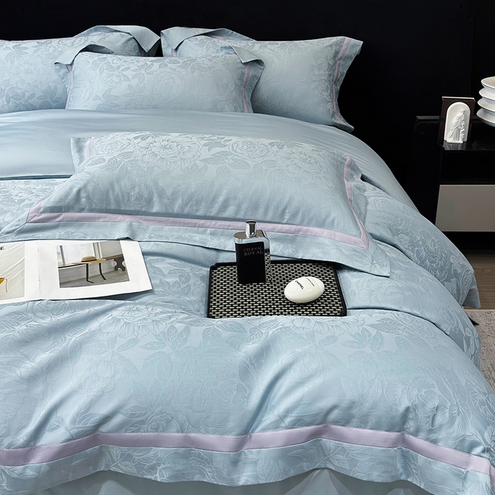 91家纺网 家纺一手货源 找家纺 60支花开富贵长绒棉丝光全棉提花四件套 花开富贵-温馨撞色