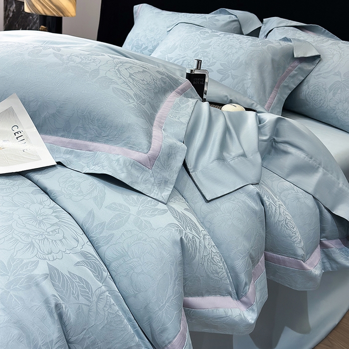 91家纺网 家纺一手货源 找家纺 60支花开富贵长绒棉丝光全棉提花四件套 花开富贵-温馨撞色