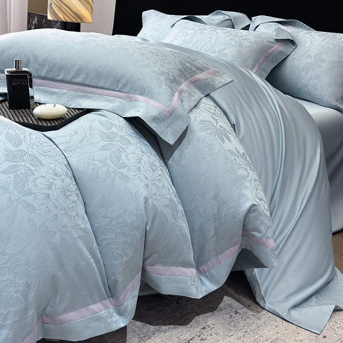 91家纺网 家纺一手货源 找家纺 60支花开富贵长绒棉丝光全棉提花四件套 花开富贵-温馨撞色