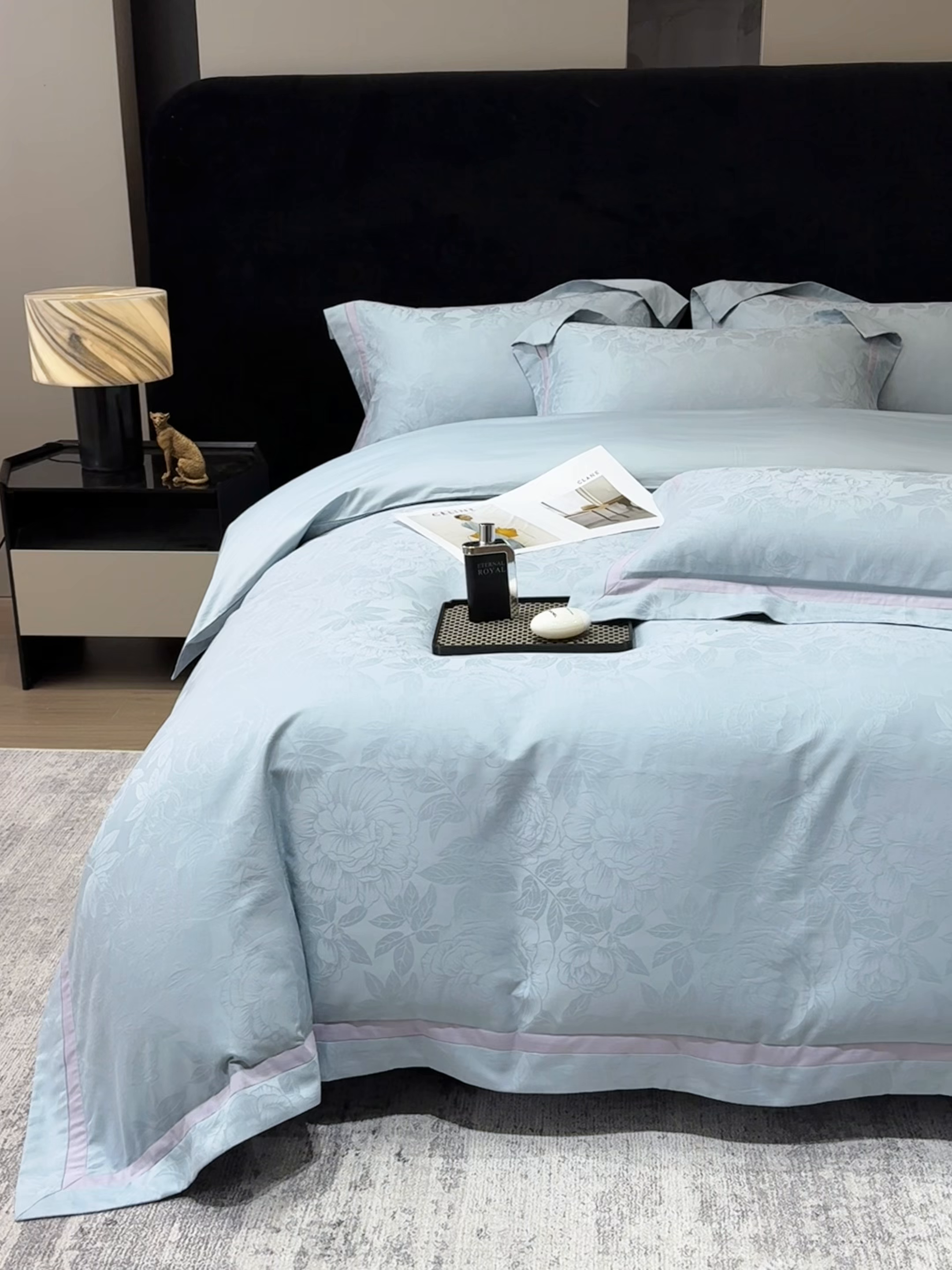 91家纺网 家纺一手货源 找家纺 60支花开富贵长绒棉丝光全棉提花四件套 花开富贵-温馨撞色