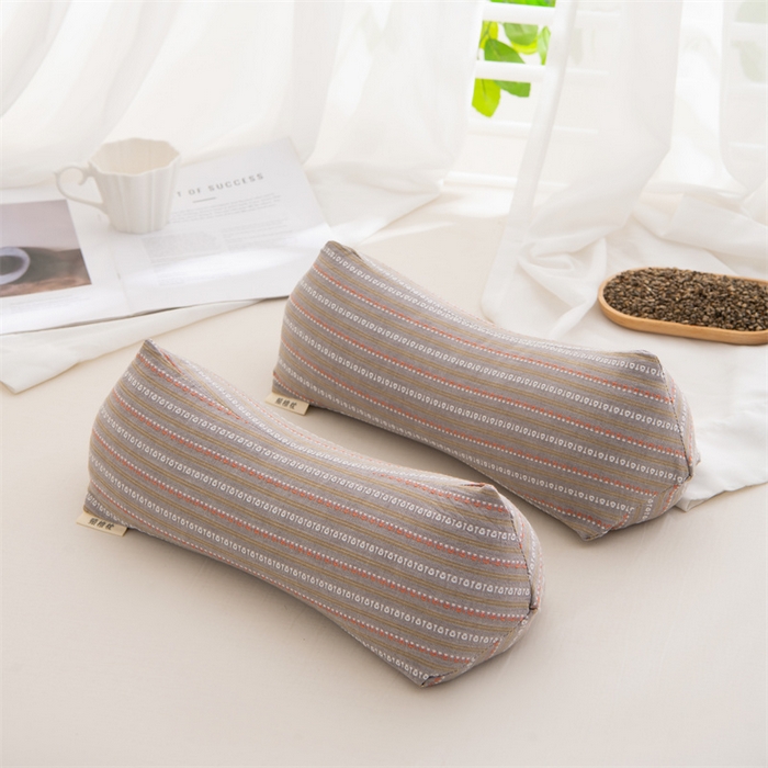 仁宇枕业 2026新款全棉提花水洗棉条纹三角菱形荞麦护颈椎枕枕头枕芯 条纹三角荞麦枕-灰色