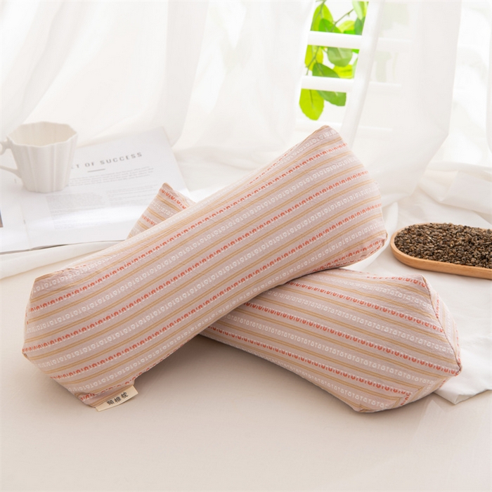 91家纺网 家纺一手货源 找家纺 仁宇枕业 2026新款全棉提花水洗棉条纹三角菱形荞麦护颈椎枕枕头枕芯 条纹三角荞麦枕-咖色