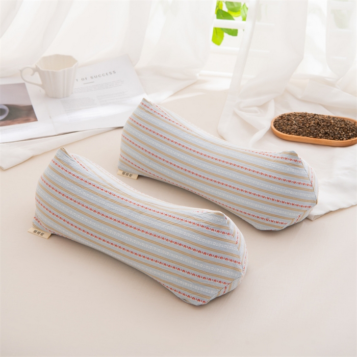 仁宇枕业 2026新款全棉提花水洗棉条纹三角菱形荞麦护颈椎枕枕头枕芯 条纹三角荞麦枕-浅蓝色