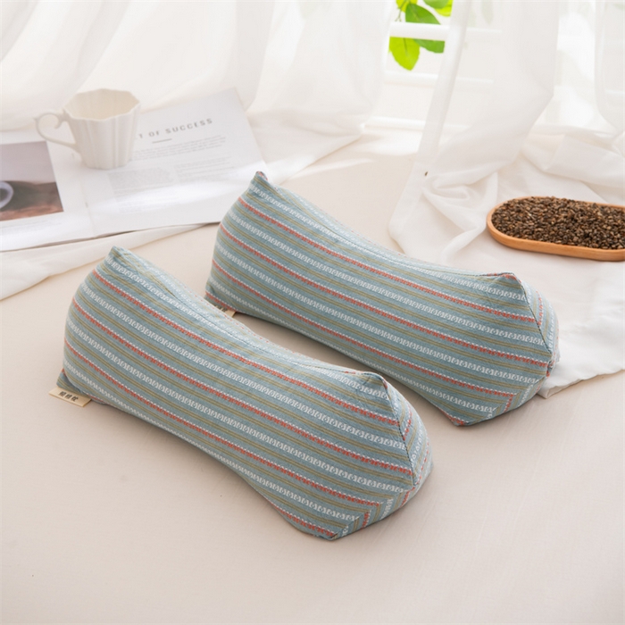 仁宇枕业 2026新款全棉提花水洗棉条纹三角菱形荞麦护颈椎枕枕头枕芯 条纹三角荞麦枕-深蓝色