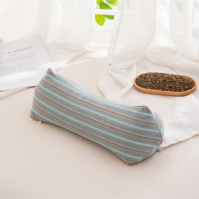 91家纺网 家纺一手货源 找家纺 仁宇枕业 2026新款全棉提花水洗棉条纹三角菱形荞麦护颈椎枕枕头枕芯 条纹三角荞麦枕-深蓝色