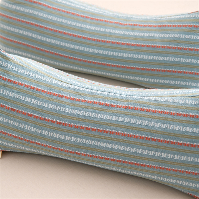 91家纺网 家纺一手货源 找家纺 仁宇枕业 2026新款全棉提花水洗棉条纹三角菱形荞麦护颈椎枕枕头枕芯 条纹三角荞麦枕-深蓝色