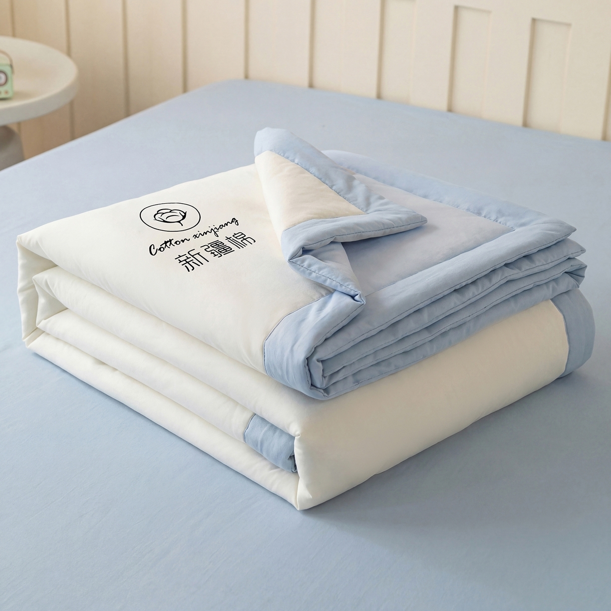 91家纺网 家纺一手货源 找家纺 （总）安琪家纺 2026春夏新款A类新疆棉花纯色撞色双拼夏被夏凉被空调被