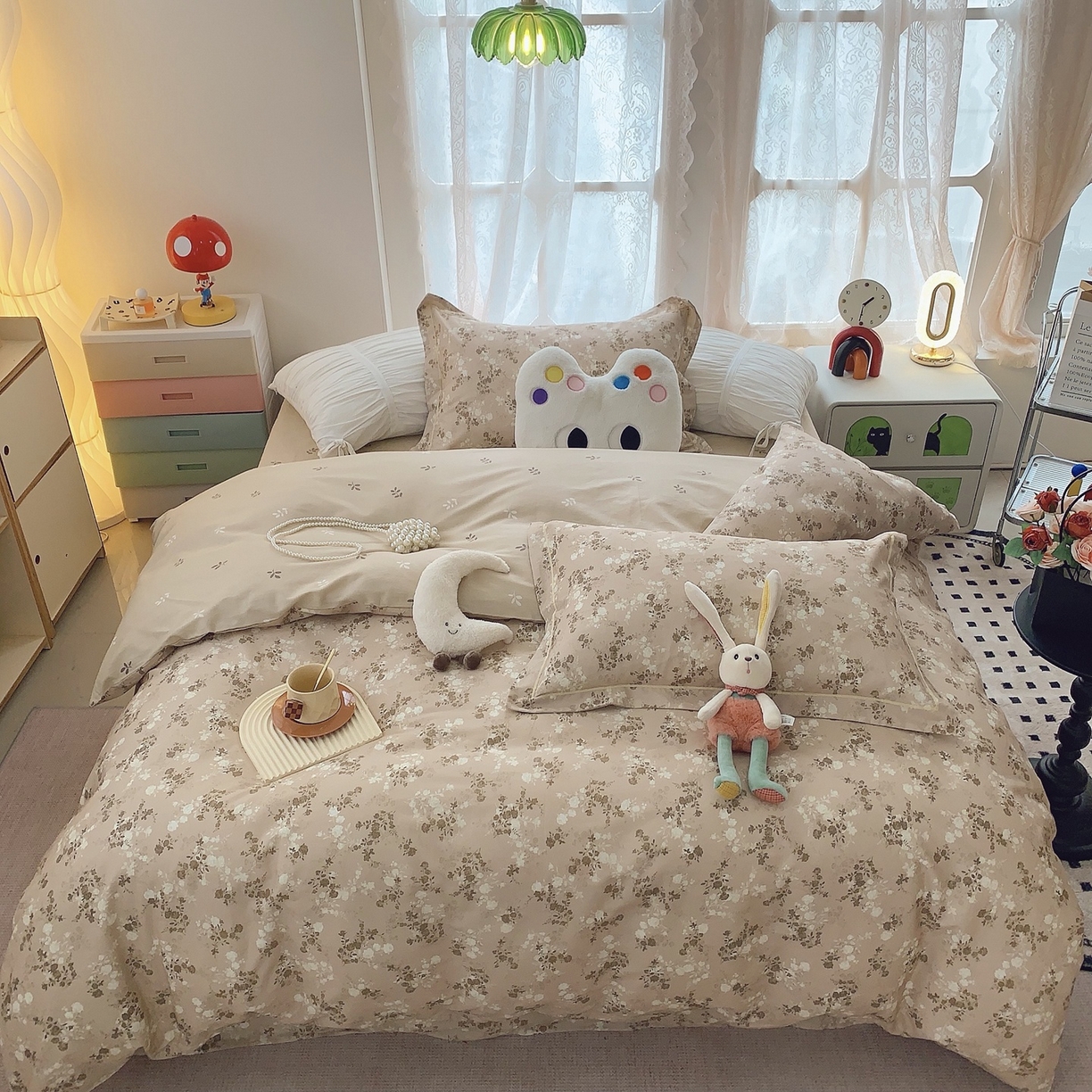 91家纺网 家纺一手货源 找家纺 奈萝家纺 2025新款全棉纯棉小清新印花四件套-第二波 安之若素