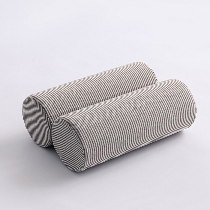 91家纺网 家纺一手货源 找家纺 仁宇枕业 2026新款全棉针织记忆棉圆形护腰护颈枕枕头枕芯 圆形枕条纹咖