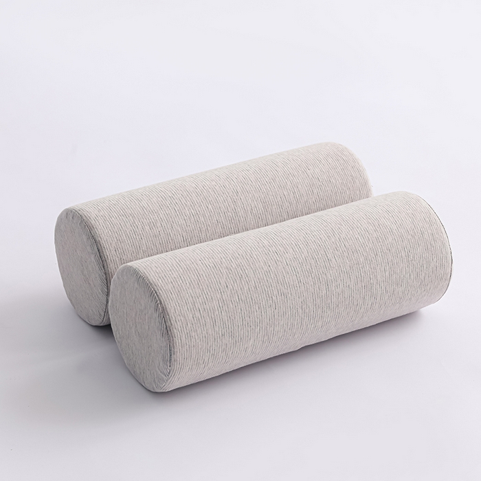 91家纺网 家纺一手货源 找家纺 仁宇枕业 2026新款全棉针织记忆棉圆形护腰护颈枕枕头枕芯 圆形枕条纹灰