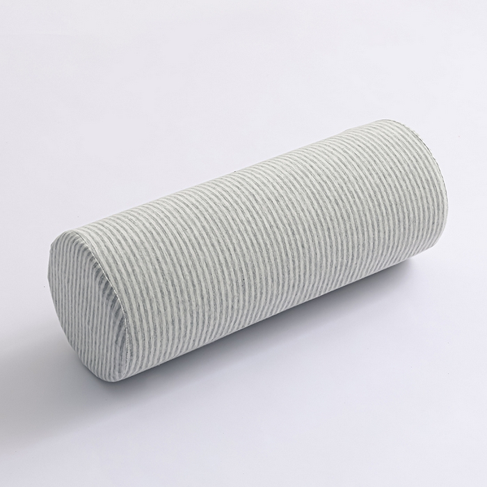 仁宇枕业 2026新款全棉针织记忆棉圆形护腰护颈枕枕头枕芯 圆形枕条纹绿