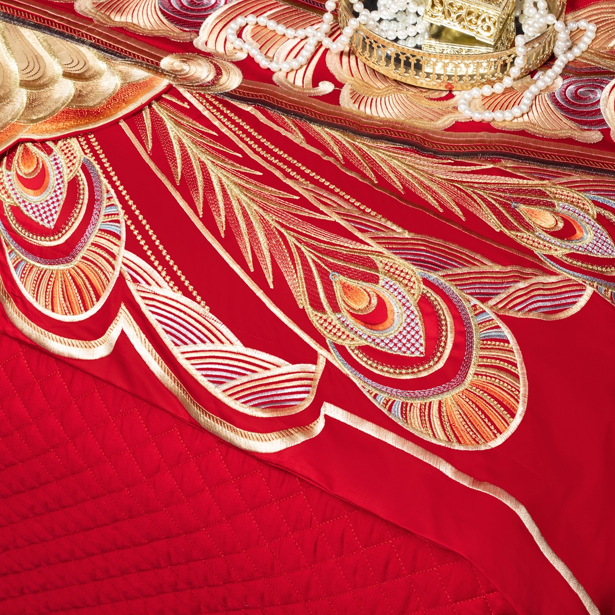 91家纺网 家纺一手货源 找家纺 柏拉图 2026新款100s长绒棉纯棉贡缎提花重工艺刺绣婚庆四件套多件套