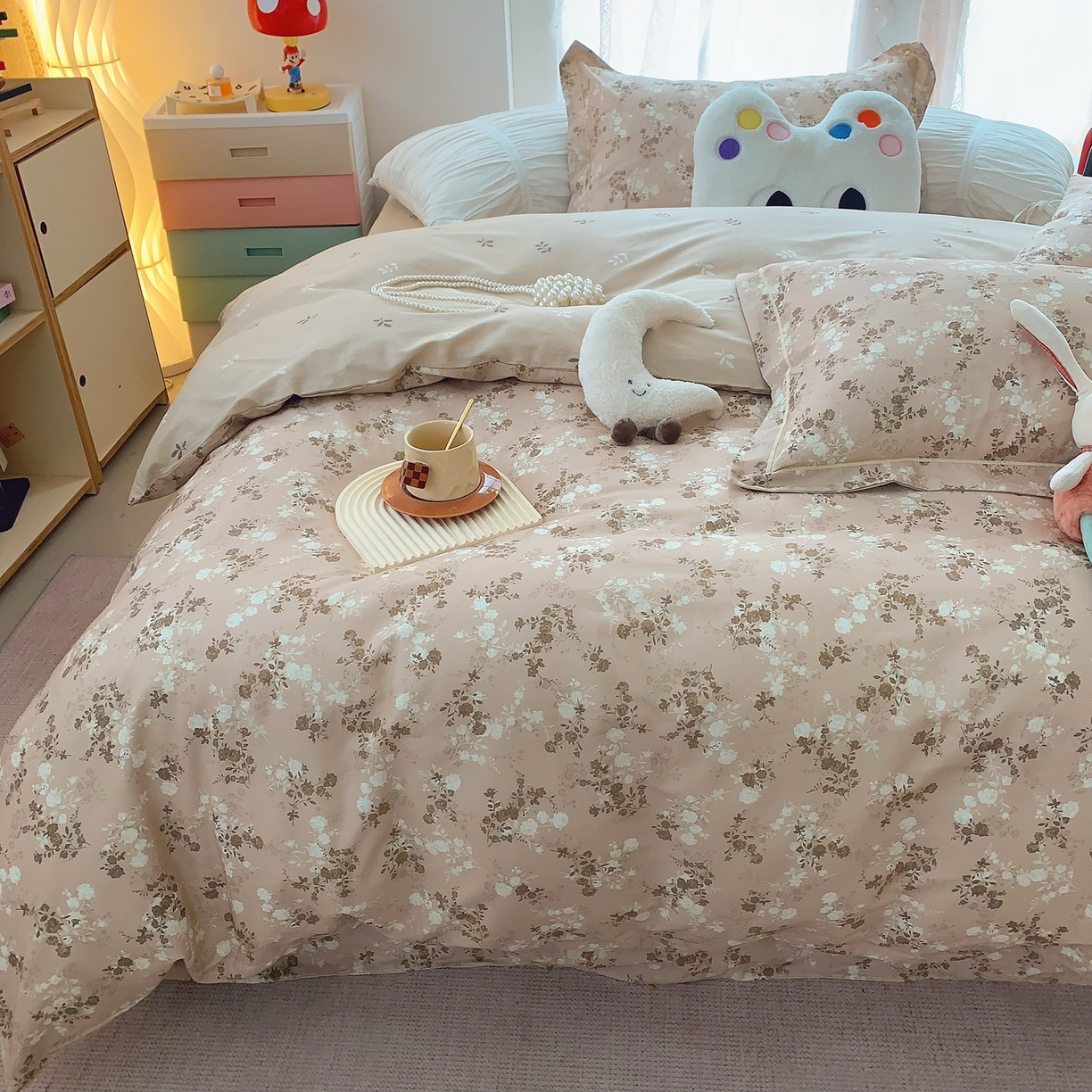 91家纺网 家纺一手货源 找家纺 奈萝家纺 2025新款全棉纯棉小清新印花四件套-第二波 安之若素