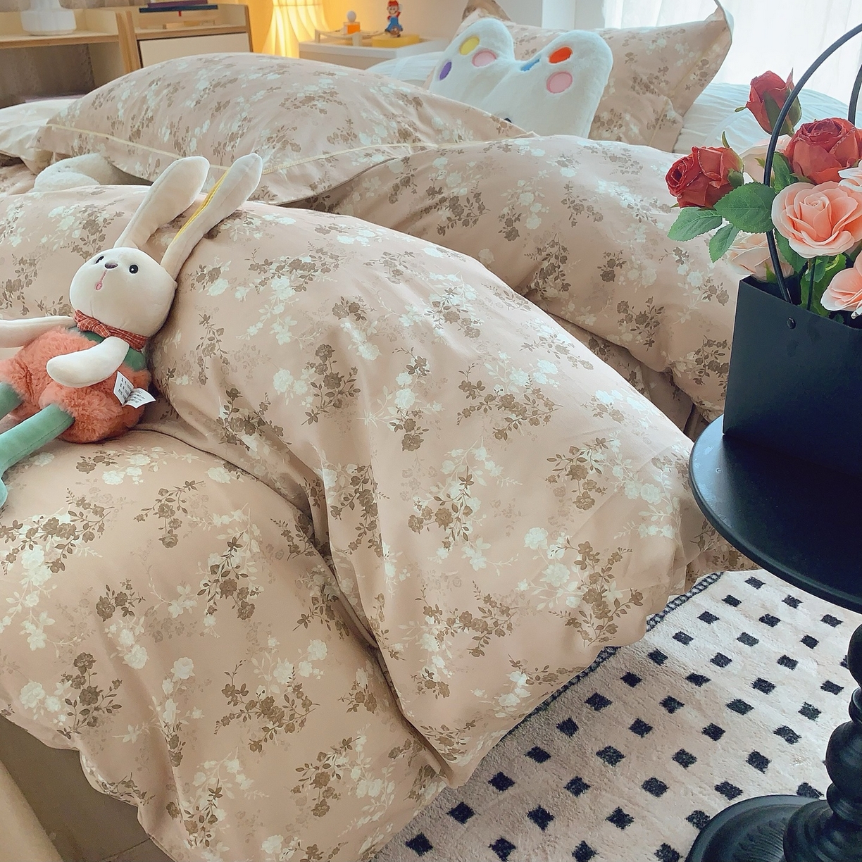 91家纺网 家纺一手货源 找家纺 奈萝家纺 2025新款全棉纯棉小清新印花四件套-第二波 安之若素