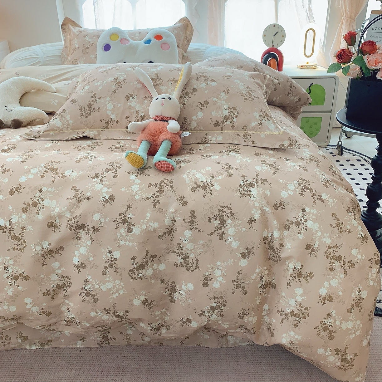 91家纺网 家纺一手货源 找家纺 奈萝家纺 2025新款全棉纯棉小清新印花四件套-第二波 安之若素